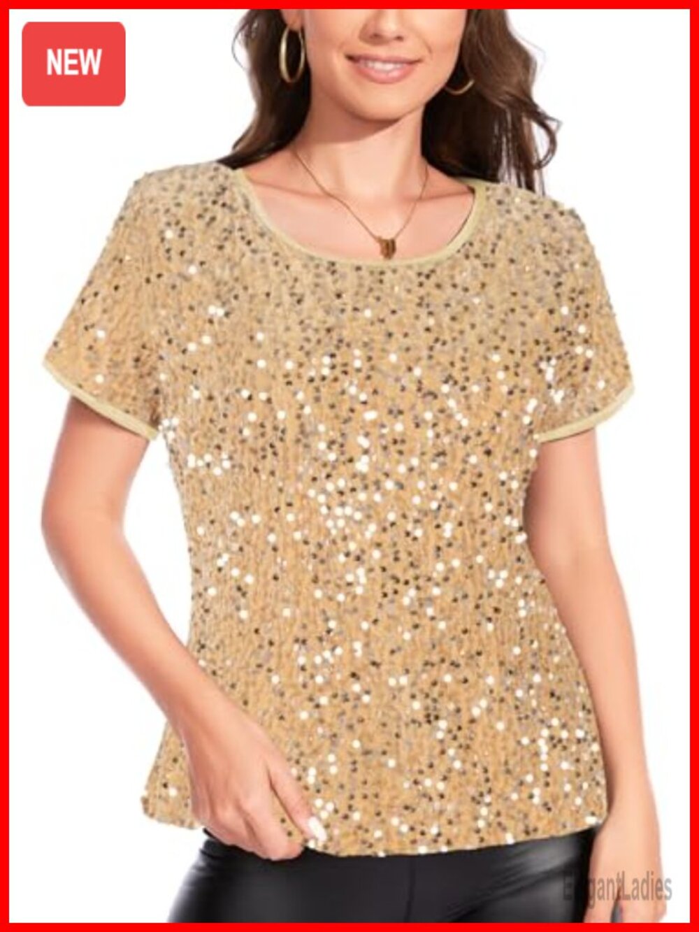 Velvet Sequin Short Sleeve Top